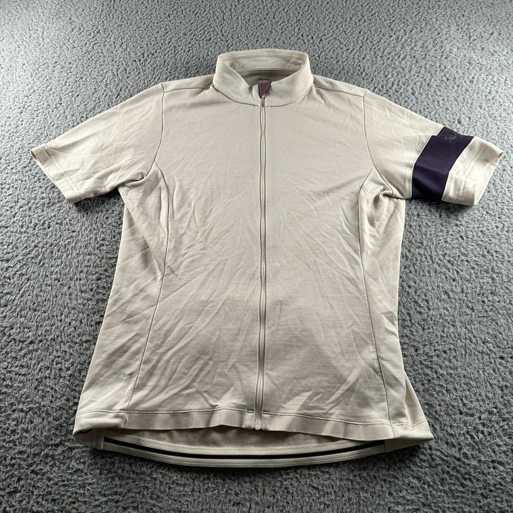 Rapha Women's Classic Jersey Shirt Womens L Beige Full Zip Wool Blend Cycling